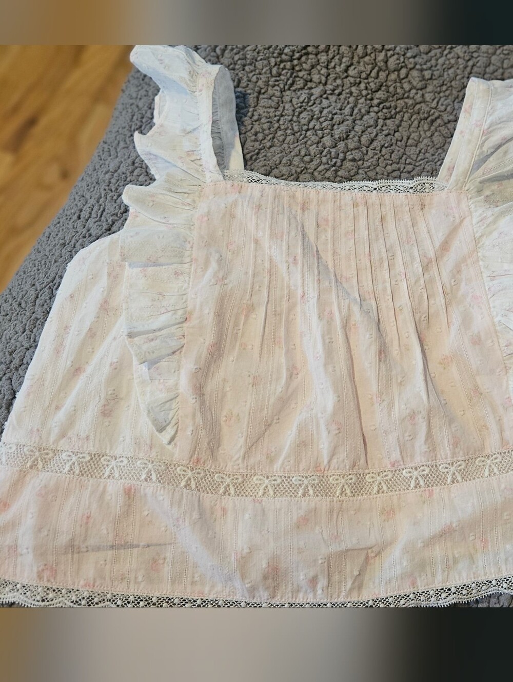 LoveShackFancy Rebecca ruffle tank topBlue color with budding floral Sz 10 ( Kid